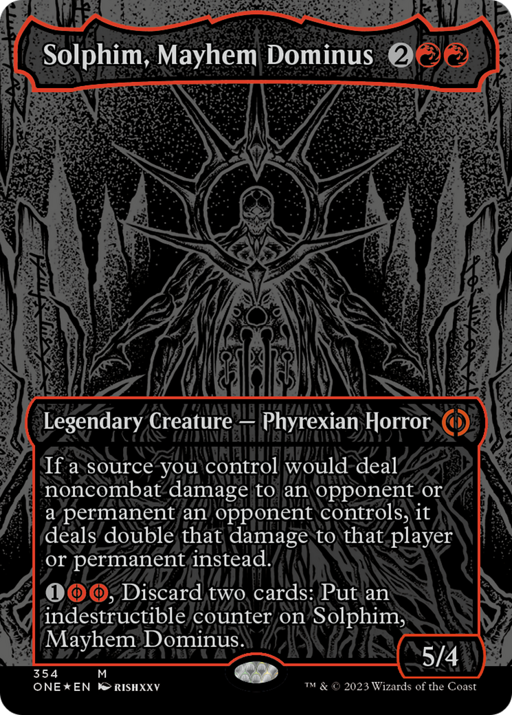 Solphim, Mayhem Dominus (Oil Slick Raised Foil) [Phyrexia: All Will Be One] | Gauntlet Hobbies - Angola