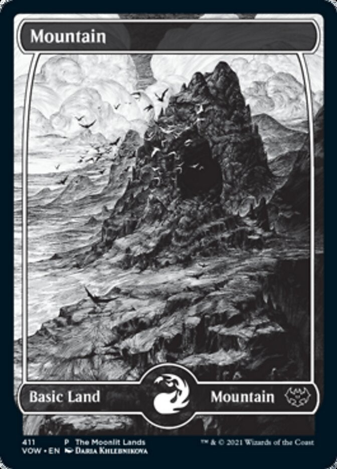 Mountain (The Moonlit Lands) (Foil Etched) [Innistrad: Crimson Vow Promos] | Gauntlet Hobbies - Angola