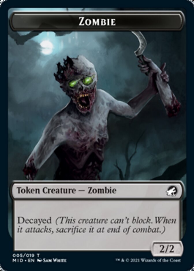 Zombie (005) // Wrenn and Seven Emblem Double-sided Token [Innistrad: Midnight Hunt Tokens] | Gauntlet Hobbies - Angola