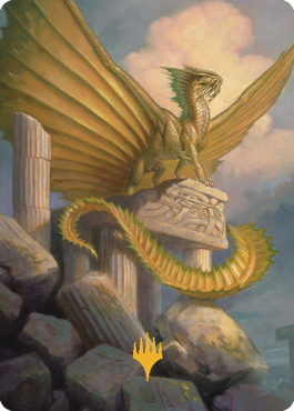 Ancient Gold Dragon Art Card (05) (Gold-Stamped Signature) [Commander Legends: Battle for Baldur's Gate Art Series] | Gauntlet Hobbies - Angola