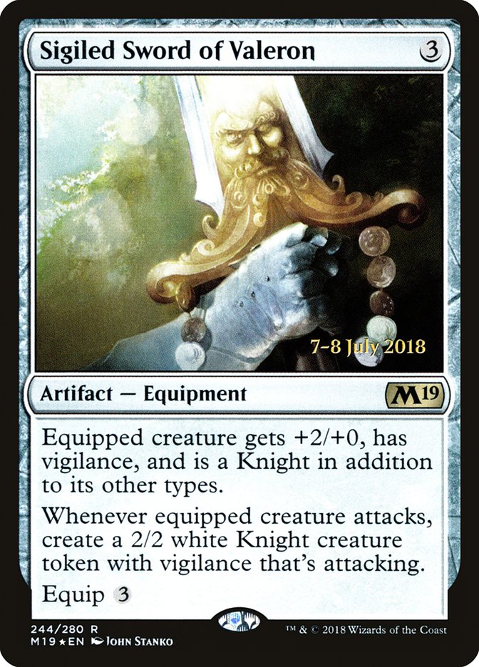 Sigiled Sword of Valeron [Core Set 2019 Prerelease Promos] | Gauntlet Hobbies - Angola