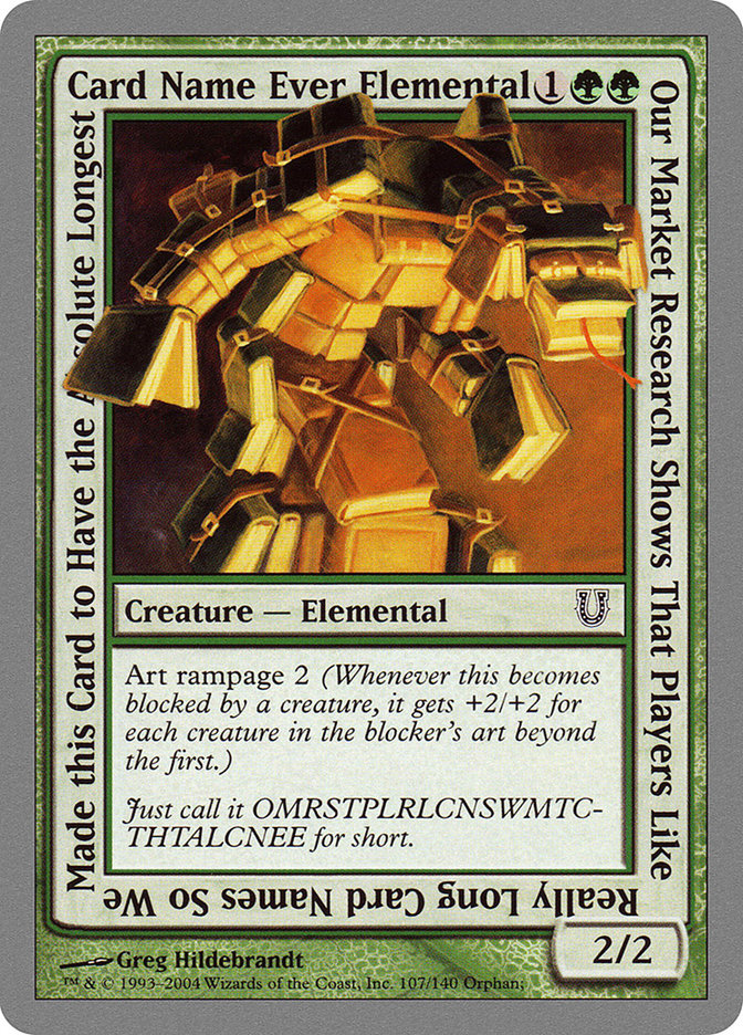 Our Market Research Shows That Players Like Really Long Card Names So We Made this Card to Have the Absolute Longest Card Name Ever Elemental [Unhinged] | Gauntlet Hobbies - Angola