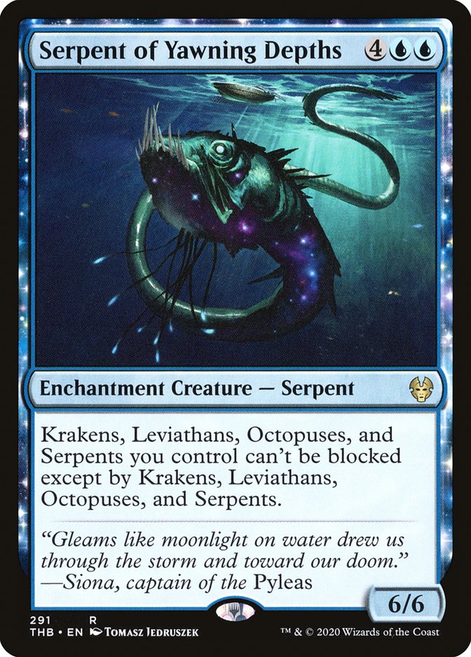 mtg serpent cards Magic the Gathering Trading Card Game Theros Beyond Death Rare Serpent of Yawning Depths #291
