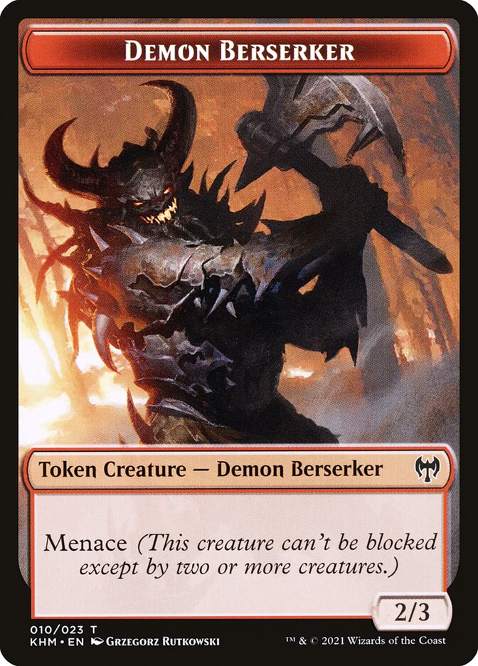 Dwarf Berserker // Demon Berserker Double-sided Token [Kaldheim Tokens]