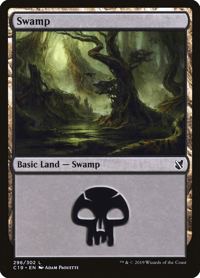 Swamp (296) [Commander 2019] | Gauntlet Hobbies - Angola