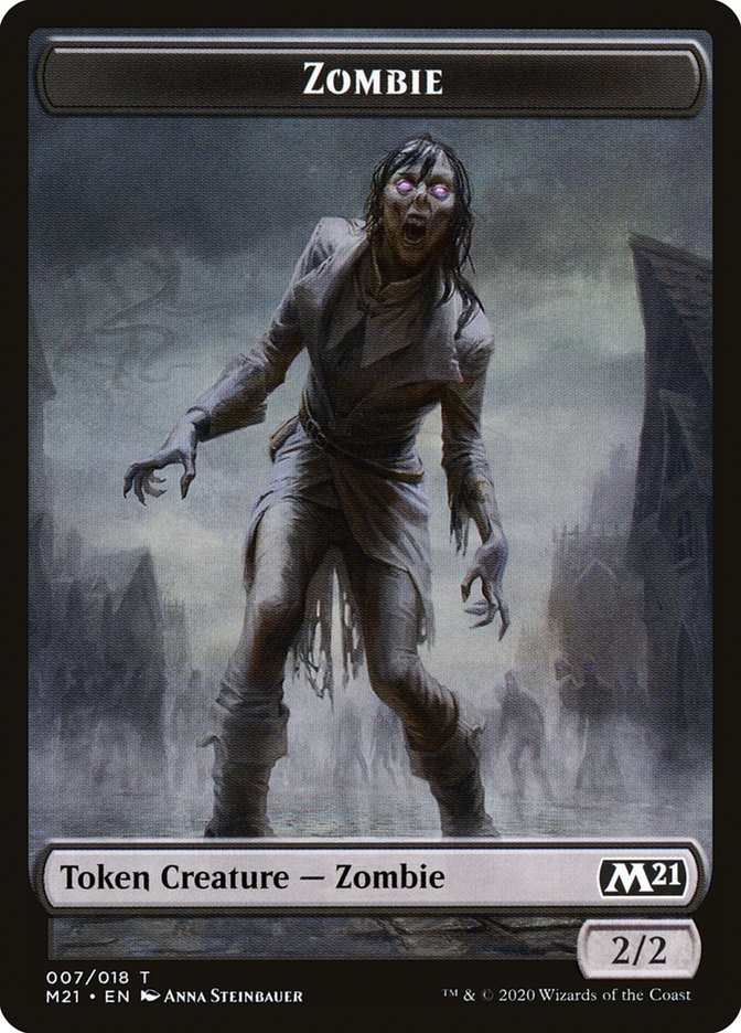 Knight // Zombie Double-sided Token [Core Set 2021 Tokens] | Gauntlet Hobbies - Angola