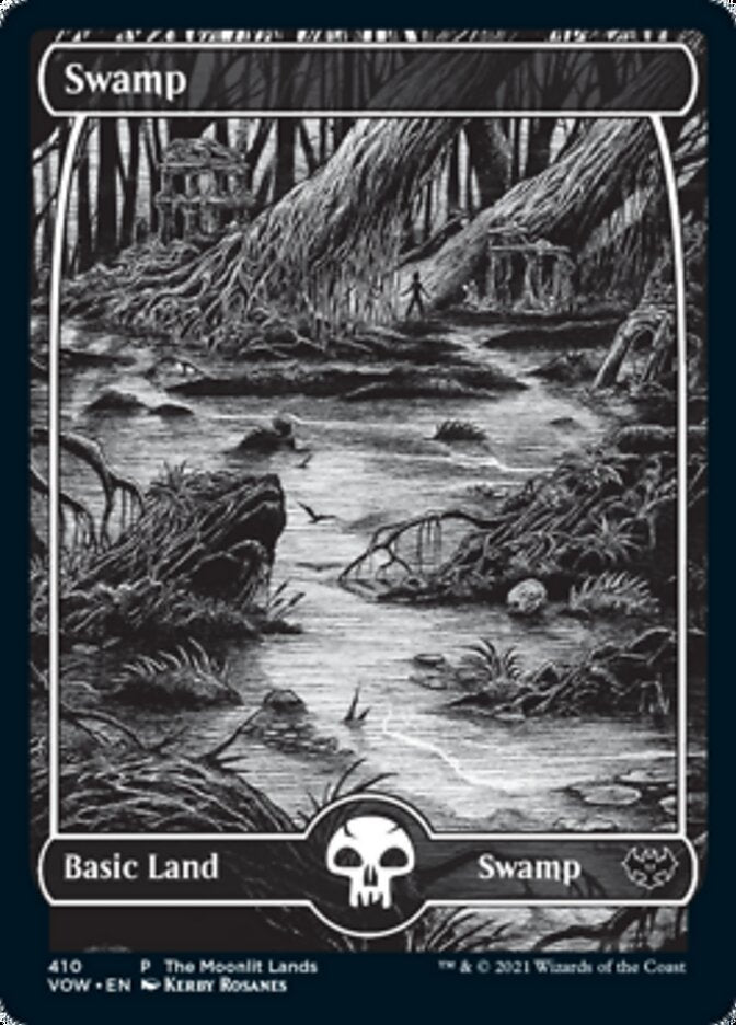 Swamp (The Moonlit Lands) (Foil Etched) [Innistrad: Crimson Vow Promos] | Gauntlet Hobbies - Angola