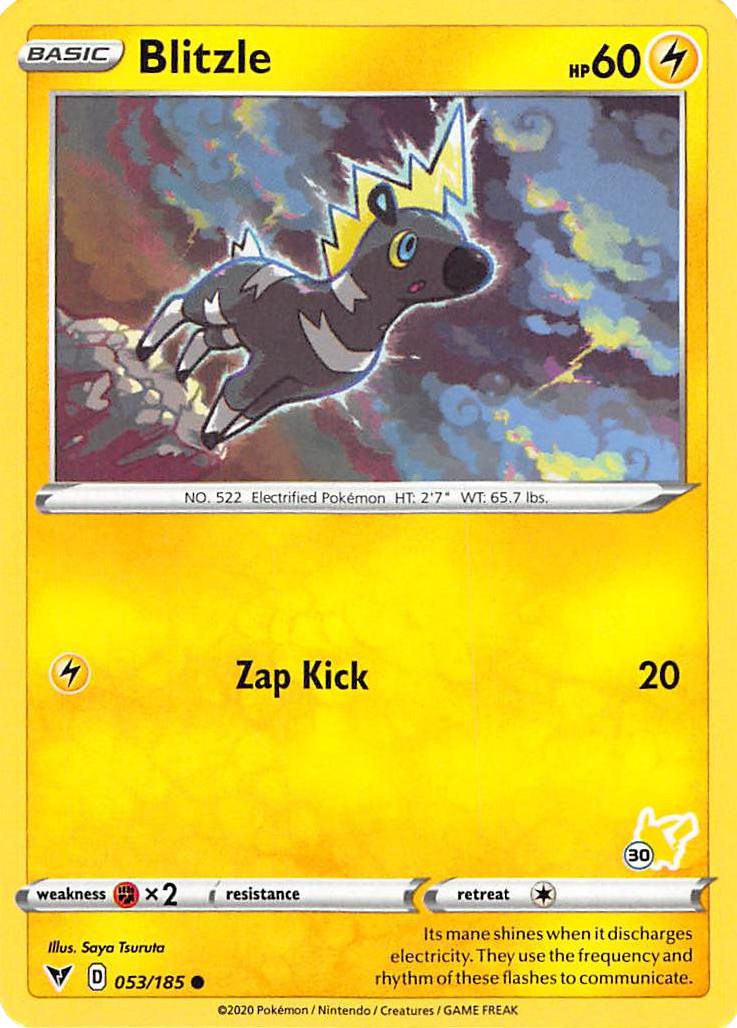 Blitzle (053/185) (Pikachu Stamp #30) [Battle Academy 2022] | Gauntlet Hobbies - Angola