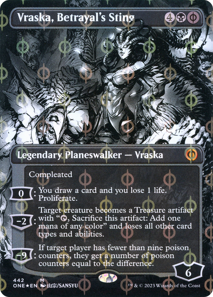 Vraska, Betrayal's Sting (Borderless Manga Step-and-Compleat Foil) [Phyrexia: All Will Be One] | Gauntlet Hobbies - Angola