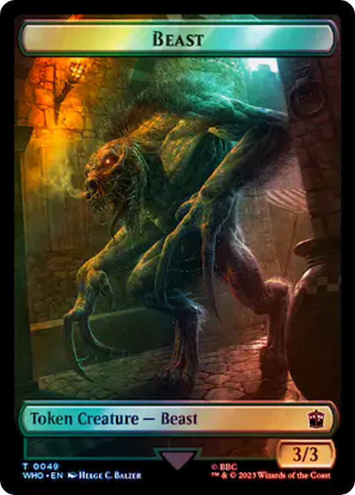 Alien Rhino // Beast Double-Sided Token (Surge Foil) [Doctor Who Tokens]