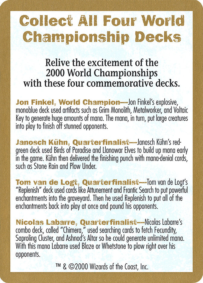 2000 World Championships Ad [World Championship Decks 2000] | Gauntlet Hobbies - Angola