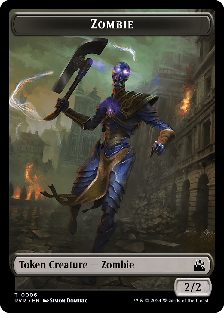 Elf Knight // Zombie Double-Sided Token [Ravnica Remastered Tokens] | Gauntlet Hobbies - Angola