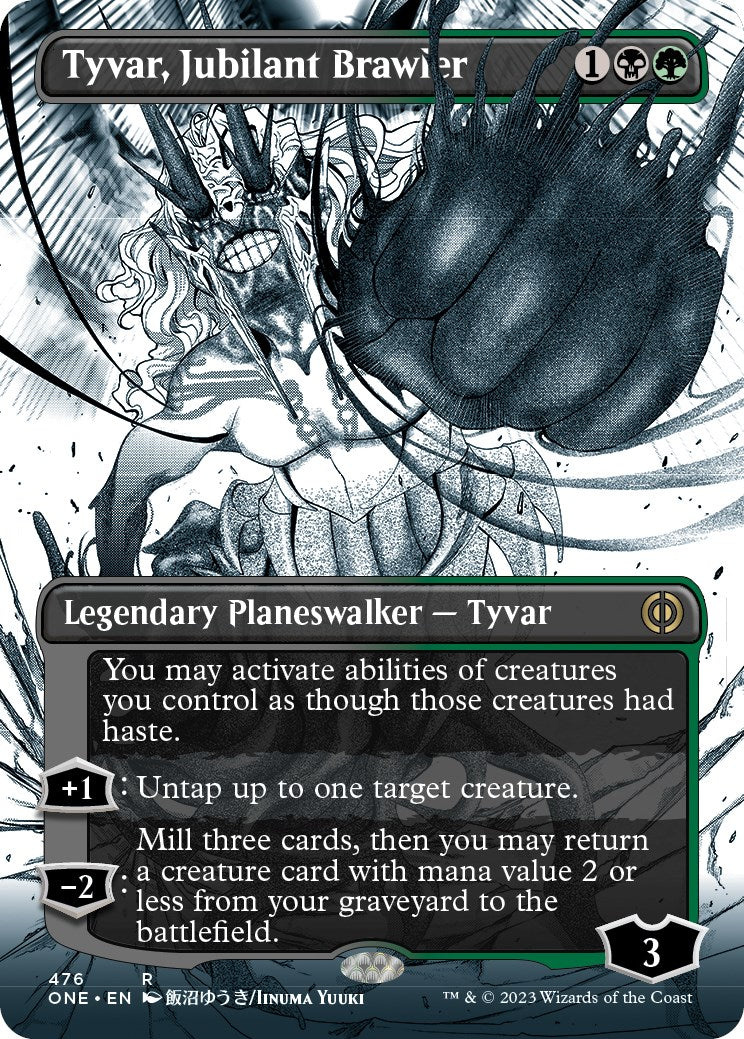 Tyvar, Jubilant Brawler (Borderless Manga Step-and-Compleat Foil) [Phyrexia: All Will Be One] | Gauntlet Hobbies - Angola