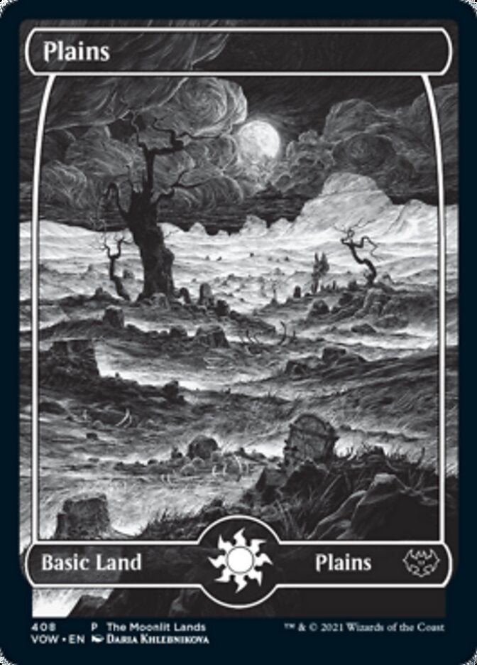 Plains (The Moonlit Lands) (Foil Etched) [Innistrad: Crimson Vow Promos] | Gauntlet Hobbies - Angola
