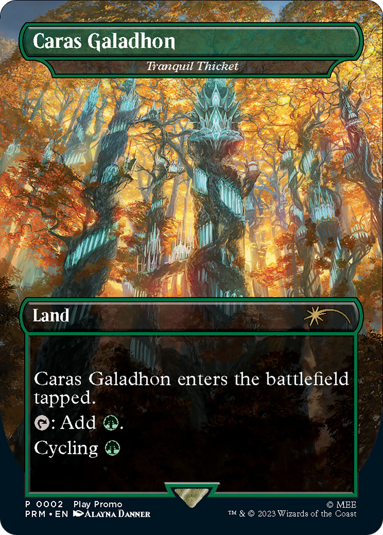 Tranquil Thicket - Caras Galadhon (Borderless) [Wizards Play Network 2023] | Gauntlet Hobbies - Angola