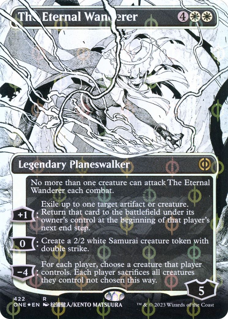 The Eternal Wanderer (Borderless Manga Step-and-Compleat Foil) [Phyrexia: All Will Be One] | Gauntlet Hobbies - Angola
