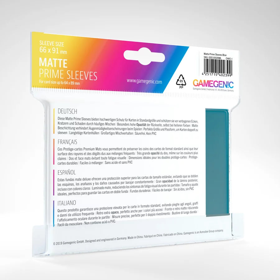 Gamegenic Matte Prime Sleeve Pack - Blue 100ct | Gauntlet Hobbies - Angola