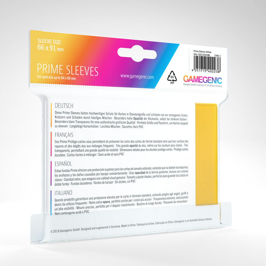 Gamegenic Prime Sleeve Pack - Yellow 100ct