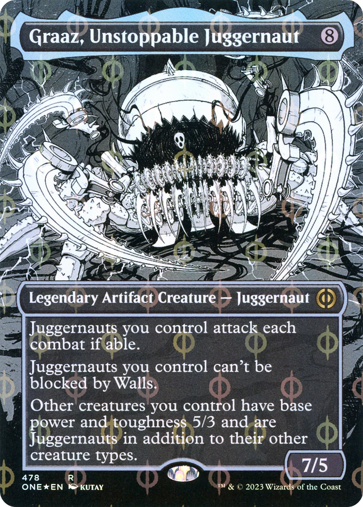 Graaz, Unstoppable Juggernaut (Borderless Manga Step-and-Compleat Foil) [Phyrexia: All Will Be One] | Gauntlet Hobbies - Angola