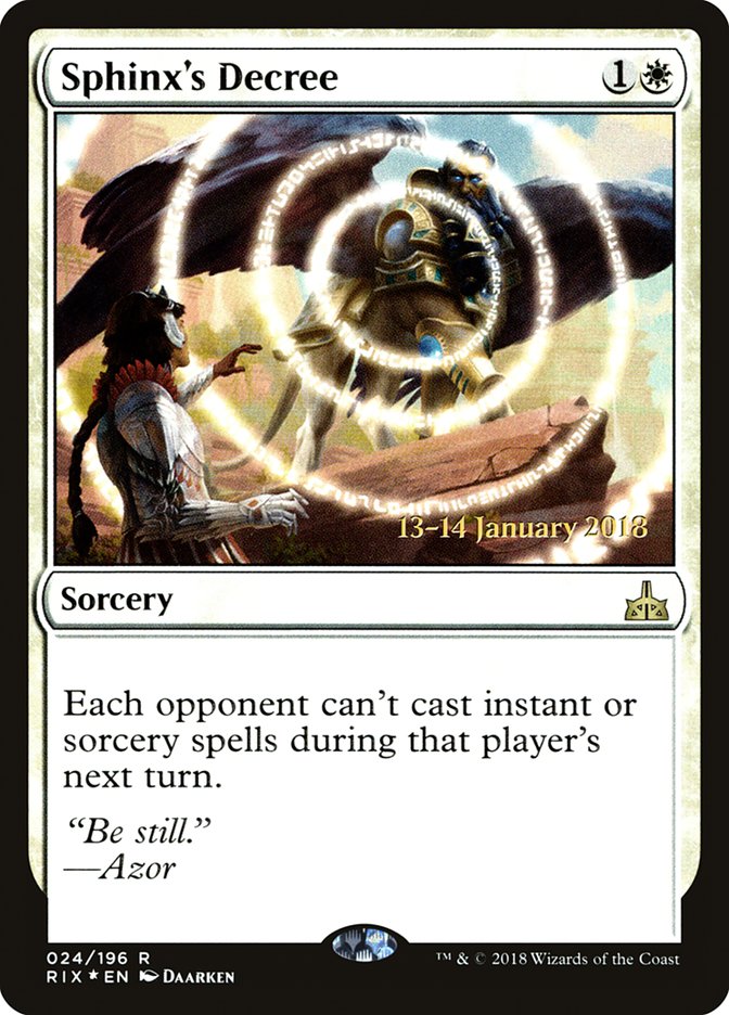 Sphinx's Decree [Rivals of Ixalan Prerelease Promos] | Gauntlet Hobbies - Angola