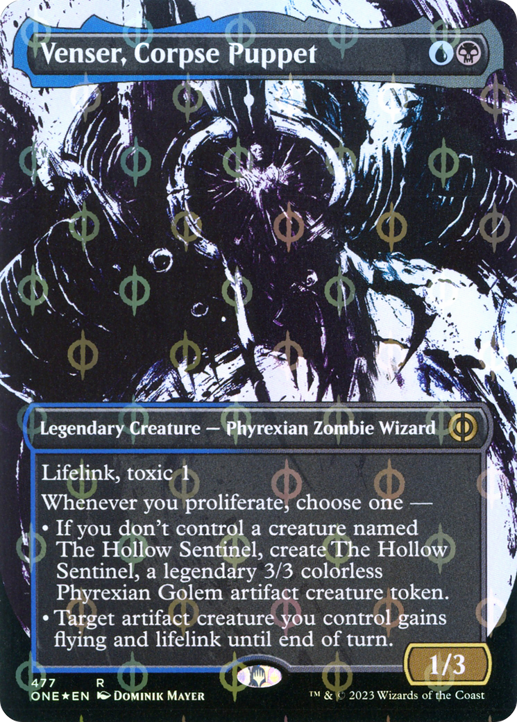 Venser, Corpse Puppet (Borderless Ichor Step-and-Compleat Foil) [Phyrexia: All Will Be One] | Gauntlet Hobbies - Angola