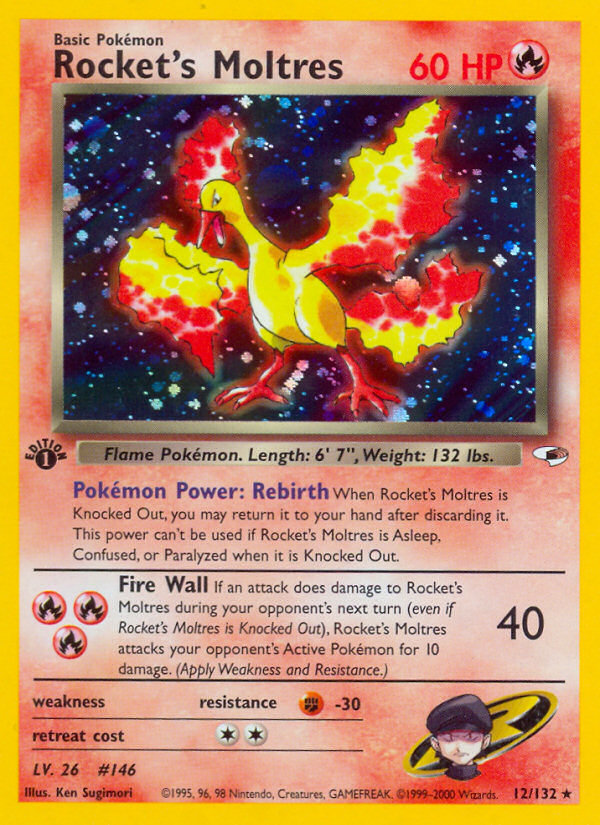 Rocket's Moltres (12/132) [Gym Heroes 1st Edition] | Gauntlet Hobbies - Angola