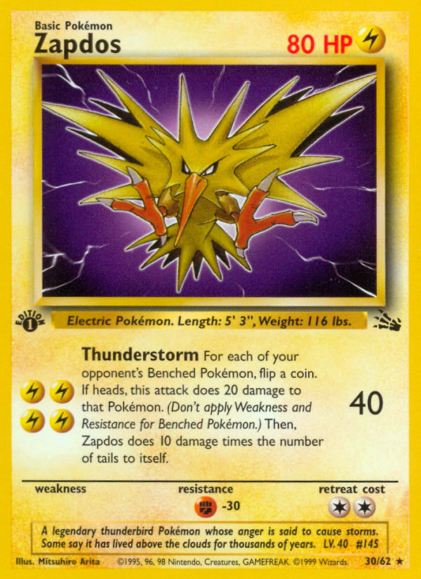 Zapdos (30/62) [Fossil 1st Edition] | Gauntlet Hobbies - Angola