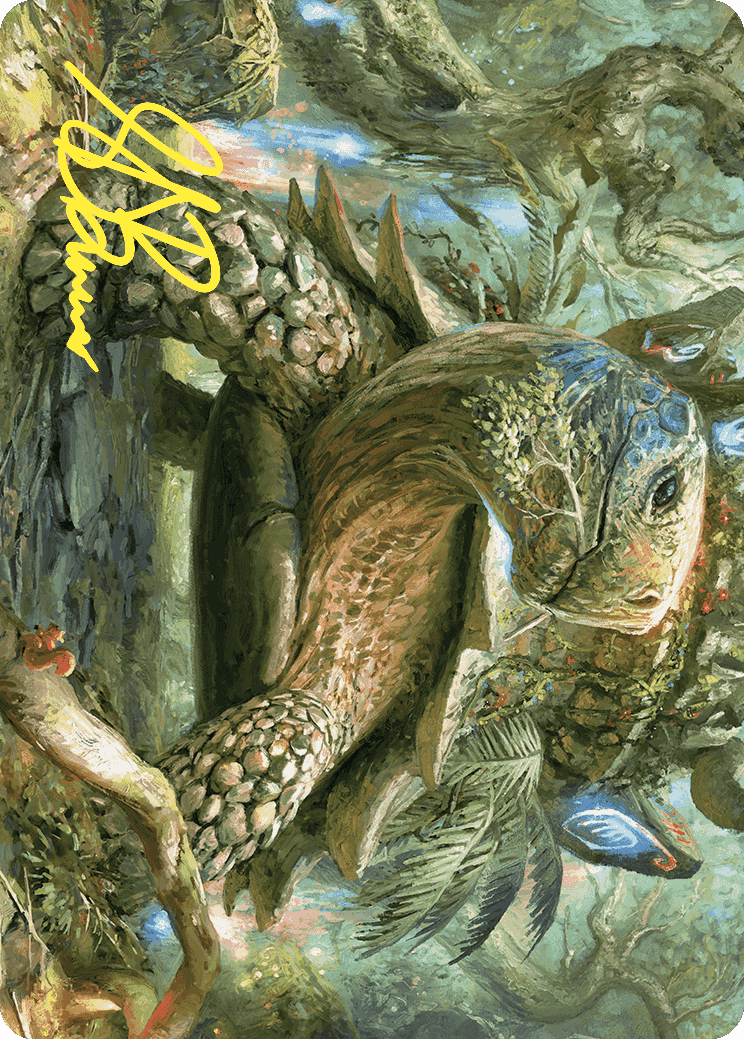 Blossoming Tortoise Art Card (Gold-Stamped Signature) [Wilds of Eldraine Art Series] | Gauntlet Hobbies - Angola