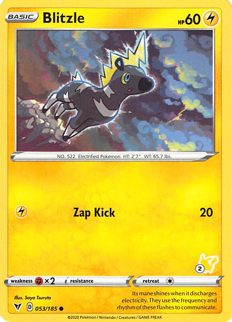 Blitzle (053/185) (Pikachu Stamp #2) [Battle Academy 2022] | Gauntlet Hobbies - Angola