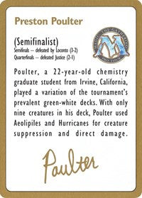 1996 Preston Poulter Biography Card [World Championship Decks] | Gauntlet Hobbies - Angola