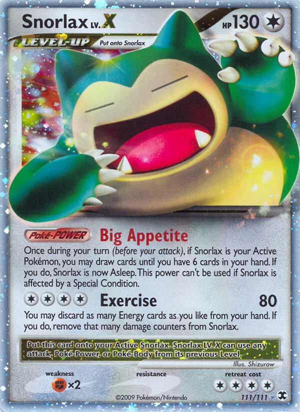 snorlax pokemon cards Snorlax LV.X (111/111) [Platinum: Rising Rivals]