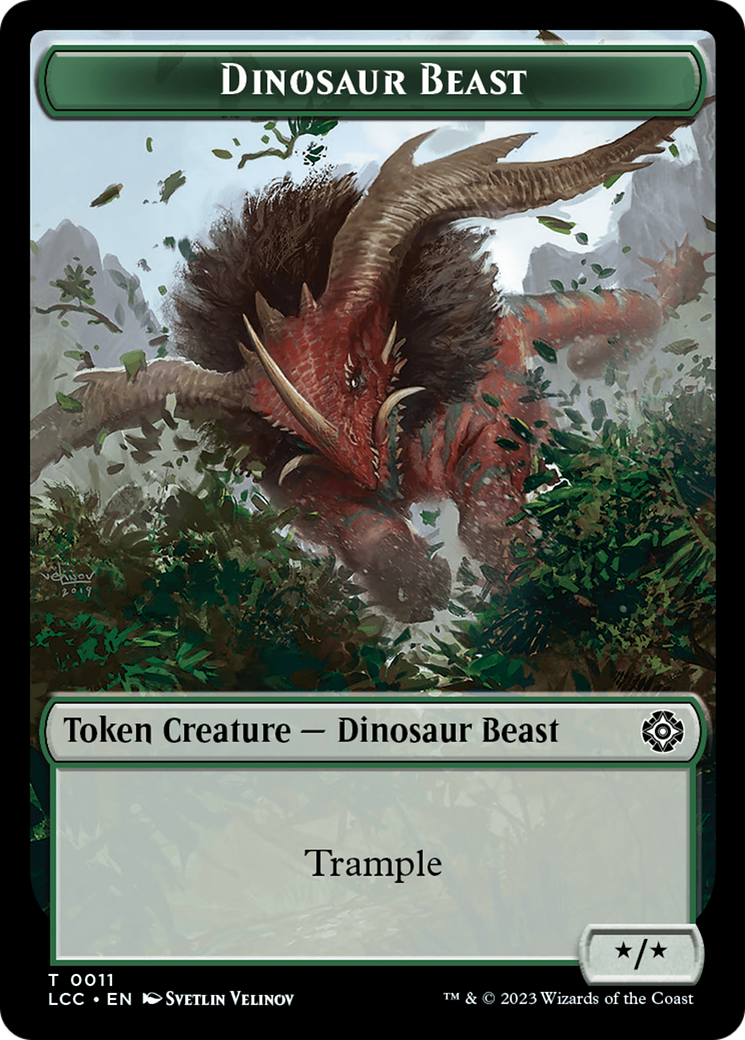 Dinosaur Beast // Dinosaur Double-Sided Token [The Lost Caverns of Ixalan Commander Tokens] | Gauntlet Hobbies - Angola