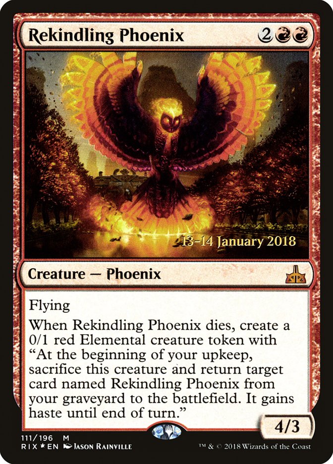 Rekindling Phoenix [Rivals of Ixalan Prerelease Promos] | Gauntlet Hobbies - Angola