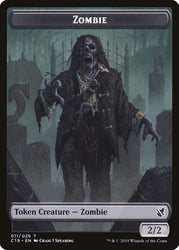 Zombie (010) // Zombie (011) Double-sided Token [Commander 2019 Tokens]