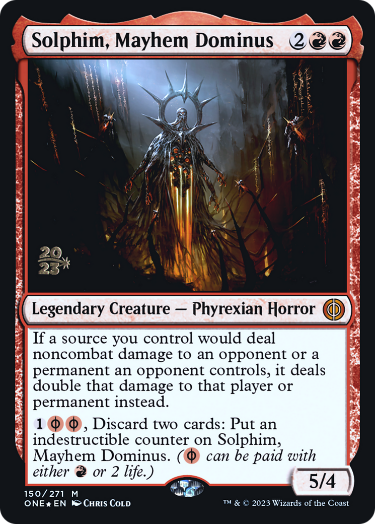 Solphim, Mayhem Dominus [Phyrexia: All Will Be One Prerelease Promos] | Gauntlet Hobbies - Angola