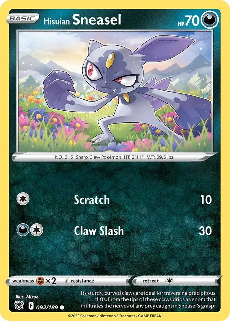 Hisuian Sneasel (092/189) (Theme Deck Exclusive) [Sword & Shield: Astral Radiance] | Gauntlet Hobbies - Angola