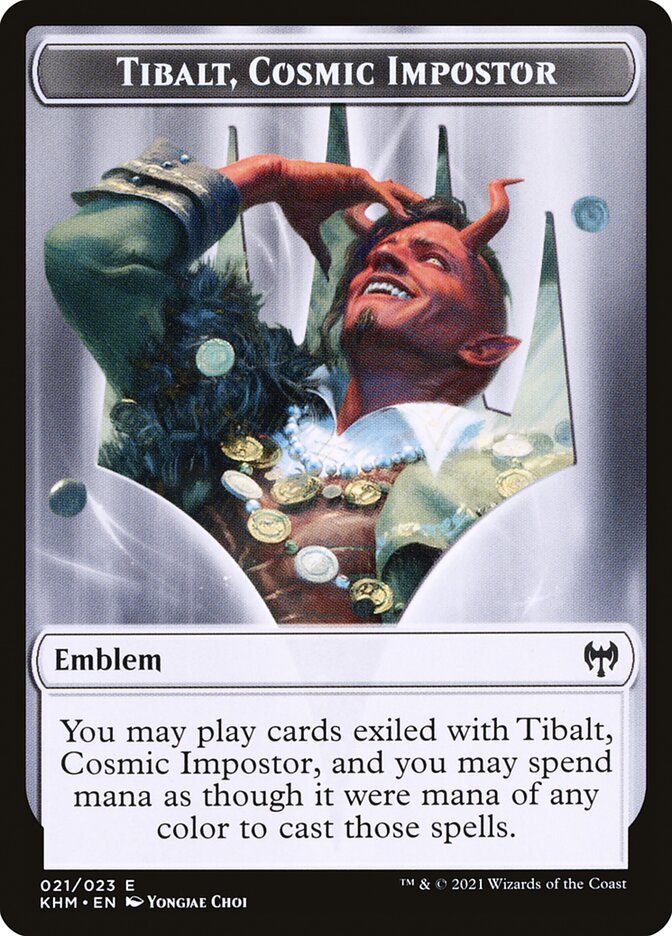 Human Warrior // Tibalt, Cosmic Impostor Emblem Double-sided Token [Kaldheim Tokens]