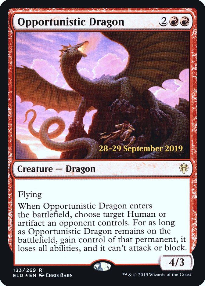Opportunistic Dragon [Throne of Eldraine Prerelease Promos] | Gauntlet Hobbies - Angola
